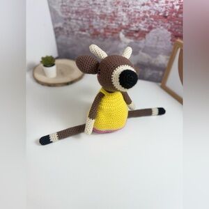 Handmade Deer in Spring Dress Crochet Stuffed Animal Doll